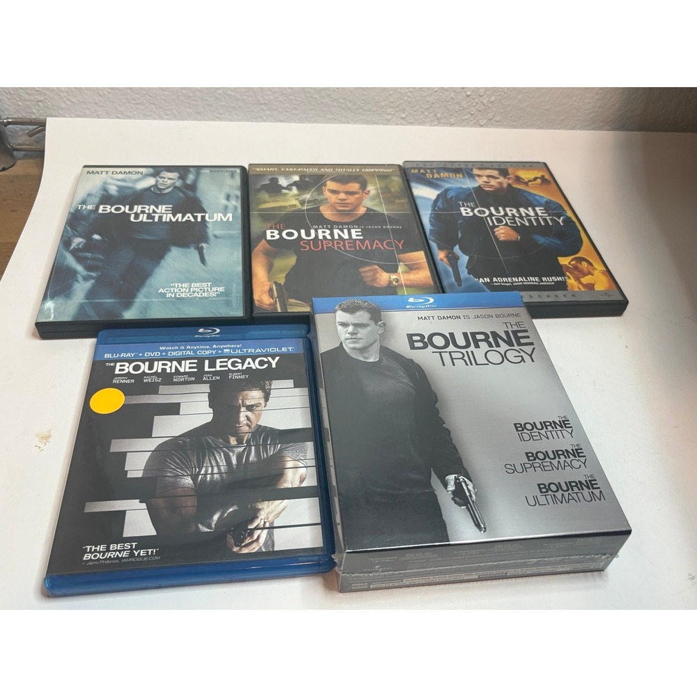 The Bourne Movie Lot: Sealed Blu-ray Trilogy + Legacy & 3 DVDs